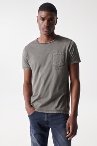 T-SHIRT TEINT VGTAL ET AVEC POCHE