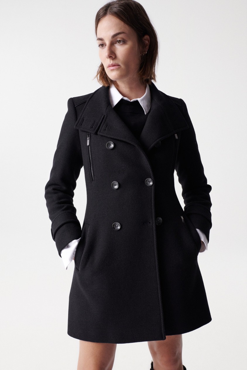 MANTEAU LONG GRACE EN TOFFE AVEC DTAILS