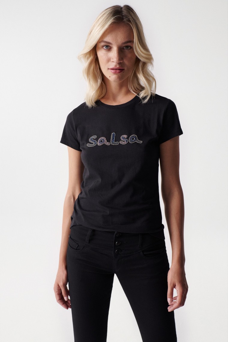 T-SHIRT AVEC LOGO SALSA EN PERLES