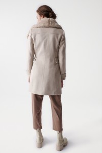 MANTEAU GRACE EN TISSU AVEC COL EN IMMITATION FOURRURE