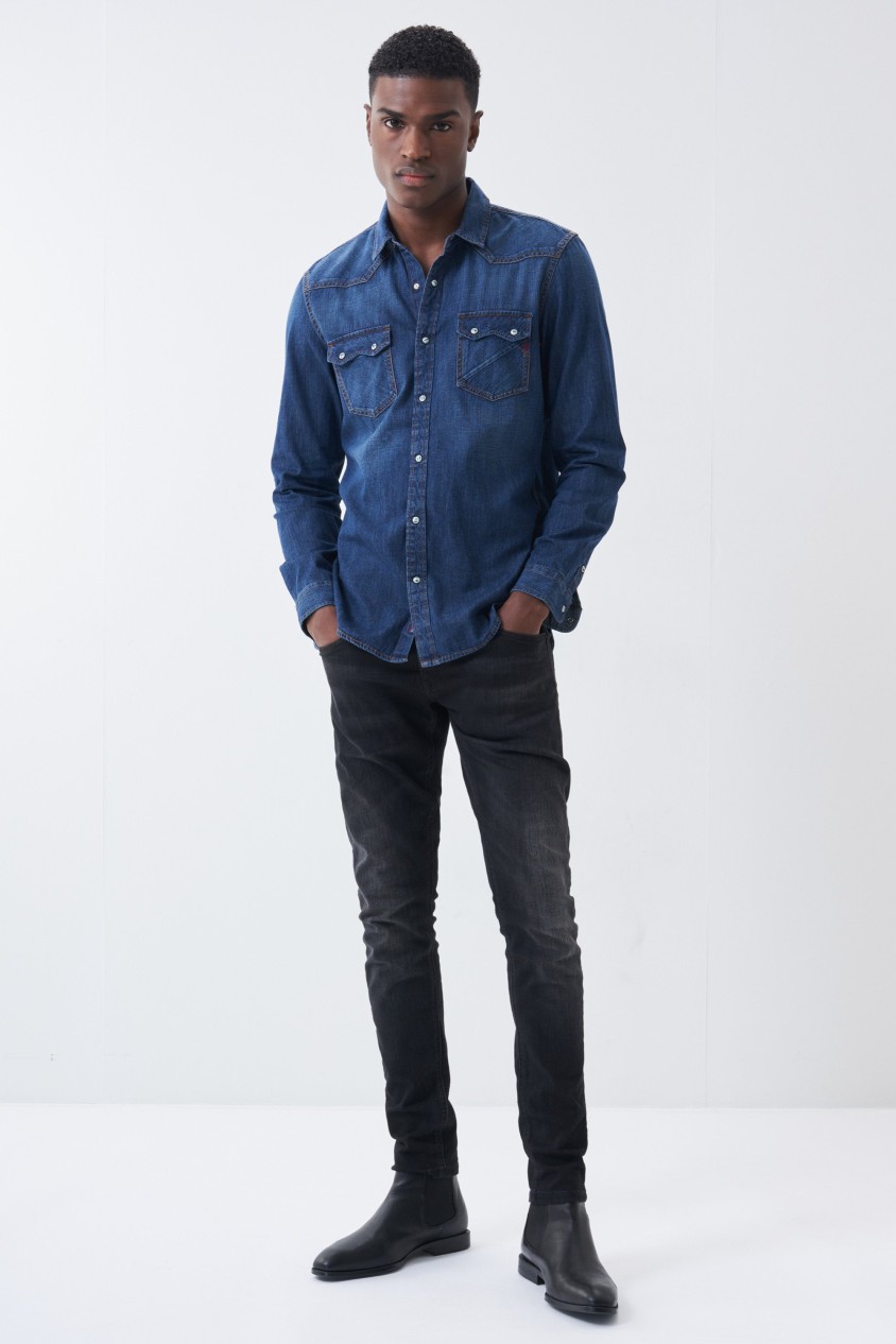 CAMISA FIT SLIM DENIM S-REPEL