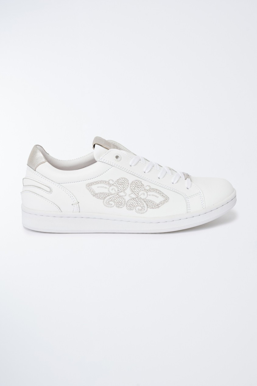 LEATHER TRAINERS WITH EMBROIDERY