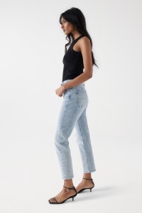 CROPPED TRUE-JEANS, SLIM, HELLE WASCHUNG