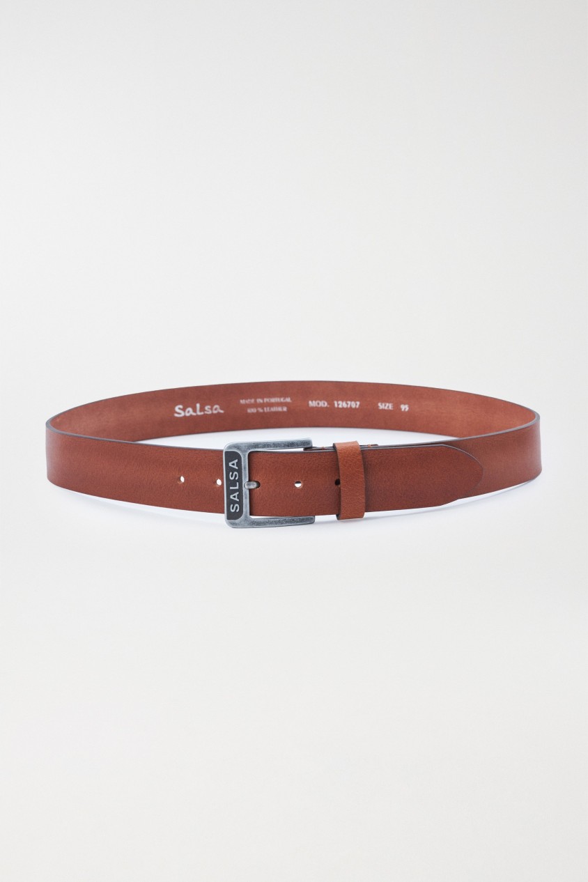 LEATHER BELT WITH METAL BUCKLE