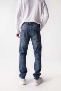 JEANS, REGULAR, DUNKELBLAU, AUS KNIT-DENIM