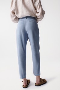 BAGGY LIGHTDENIM TROUSERS WITH BELT