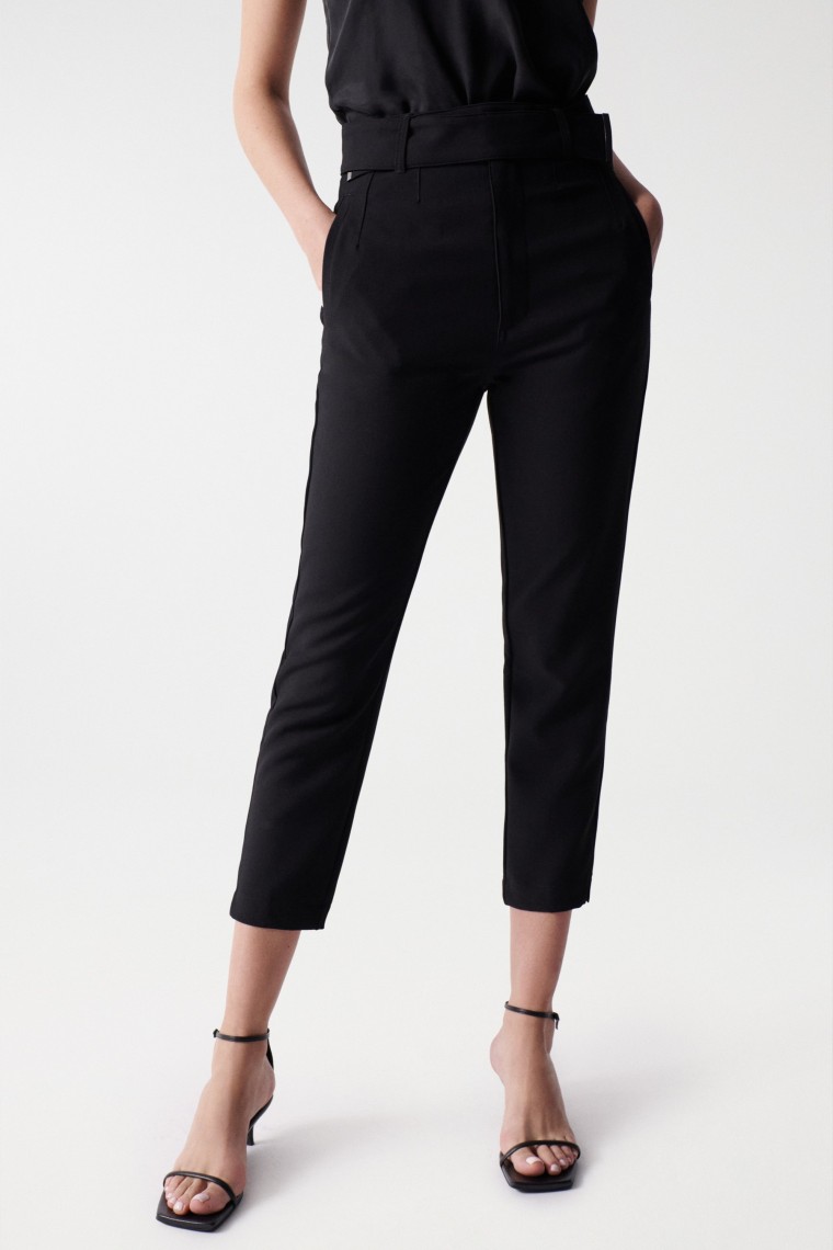 CROPPED SLIM PANTS WITH HIGH WAIST