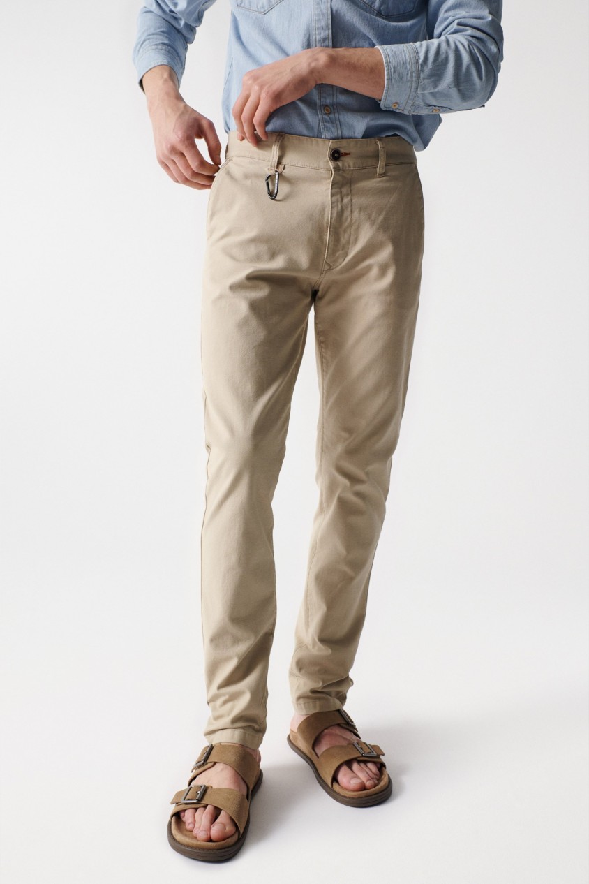 SLIM BEIGE CHINO TROUSERS