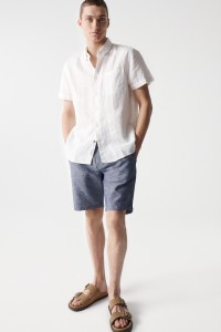 LEINEN-SHORTS, REGULAR-SCHNITT