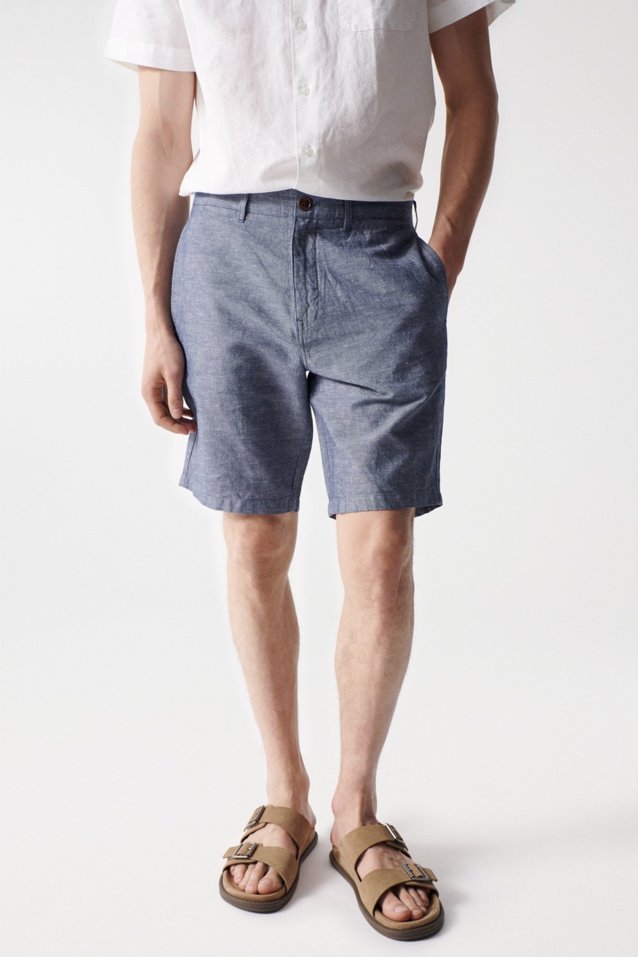 REGULAR FIT LINEN SHORTS