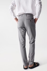 SLIM GREY MICRO-PRINT CHINO TROUSERS