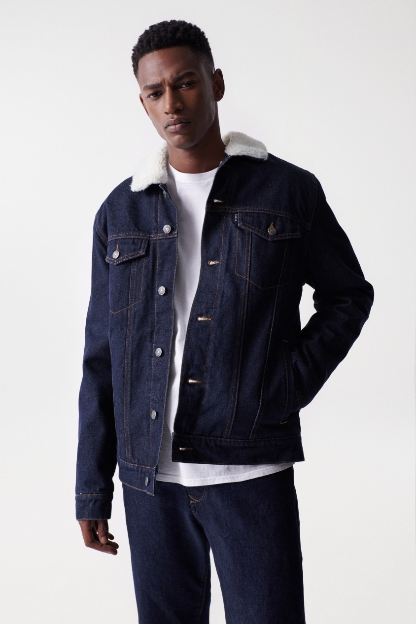 VESTE EN DENIM AVEC IMMITATION FOURRURE