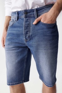 BERMUDA EN JEAN REGULAR BLEU SOFT DENIM