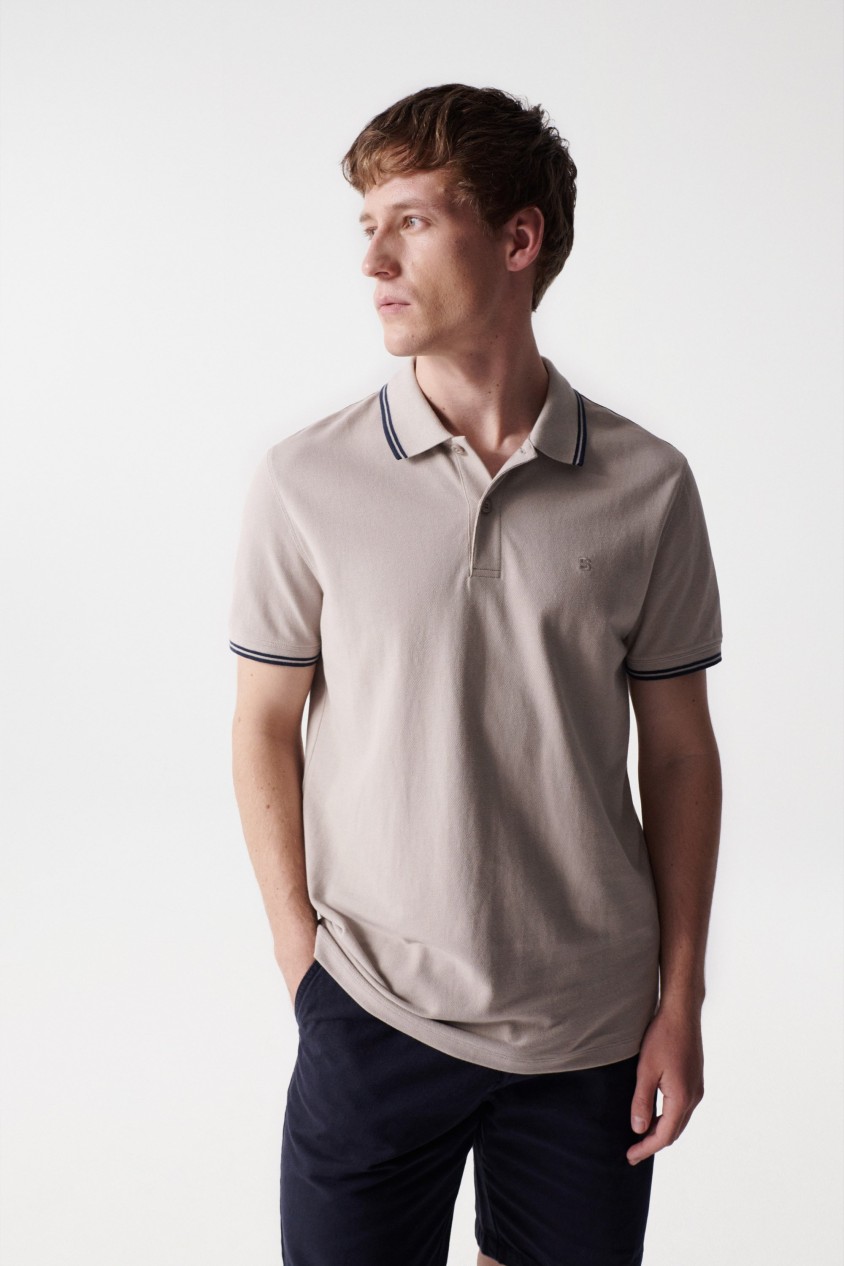 POLO SHIRT WITH STRIPE DETAIL