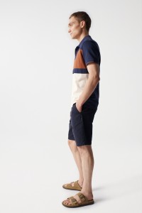 TRICOLOUR POLO SHIRT WITH STRIPE DETAIL