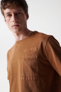 BROWN T-SHIRT WITH SALSA NAME AND POCKET