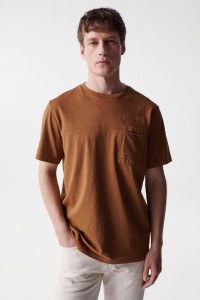 BROWN T-SHIRT WITH SALSA NAME AND POCKET