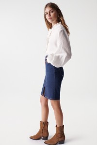 FAITH PUSH IN DENIM SKIRT, DARK WASH