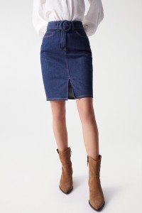 FAITH PUSH IN DENIM SKIRT, DARK WASH