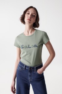 T-SHIRT AVEC LOGO SALSA EN PERLES