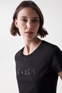 T-SHIRT NOIR AVEC LOGO SALSA