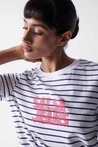 STRIPED T-SHIRT WITH SALSA NAME