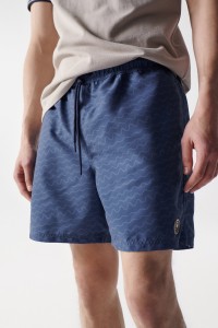 SWIMMING SHORTS WITH PRINT DESIGN AND DRAWSTRING