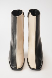 BICOLOR LEATHER ANKLE BOOTS