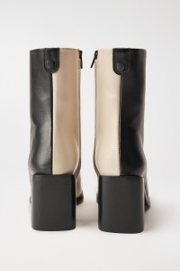 BICOLOR LEATHER ANKLE BOOTS