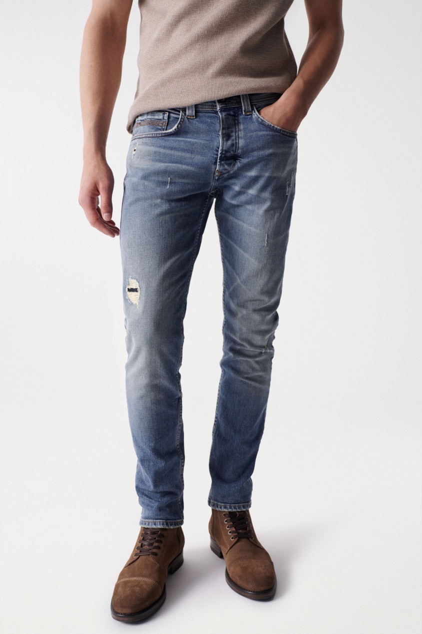 JEANS SLIM FIT COM LAVAGEM VINTAGE