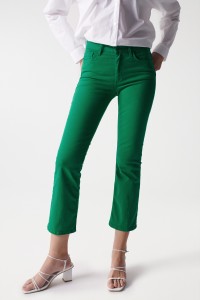 JEAN DESTINY PUSH UP VERT CROPPED FLARE