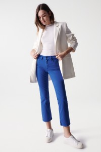 JEAN DESTINY PUSH UP BLEU CROPPED FLARE