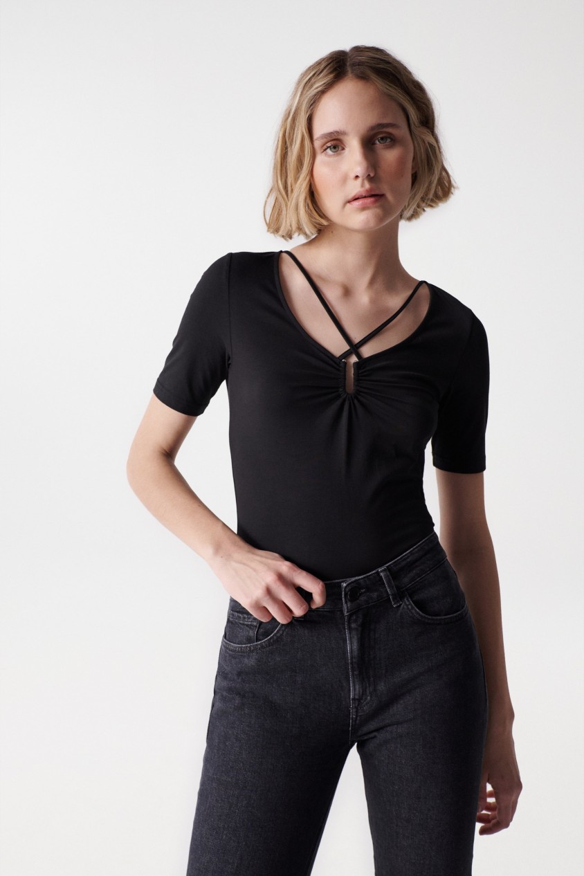 T-SHIRT WITH ASYMMETRICAL NECKLINE