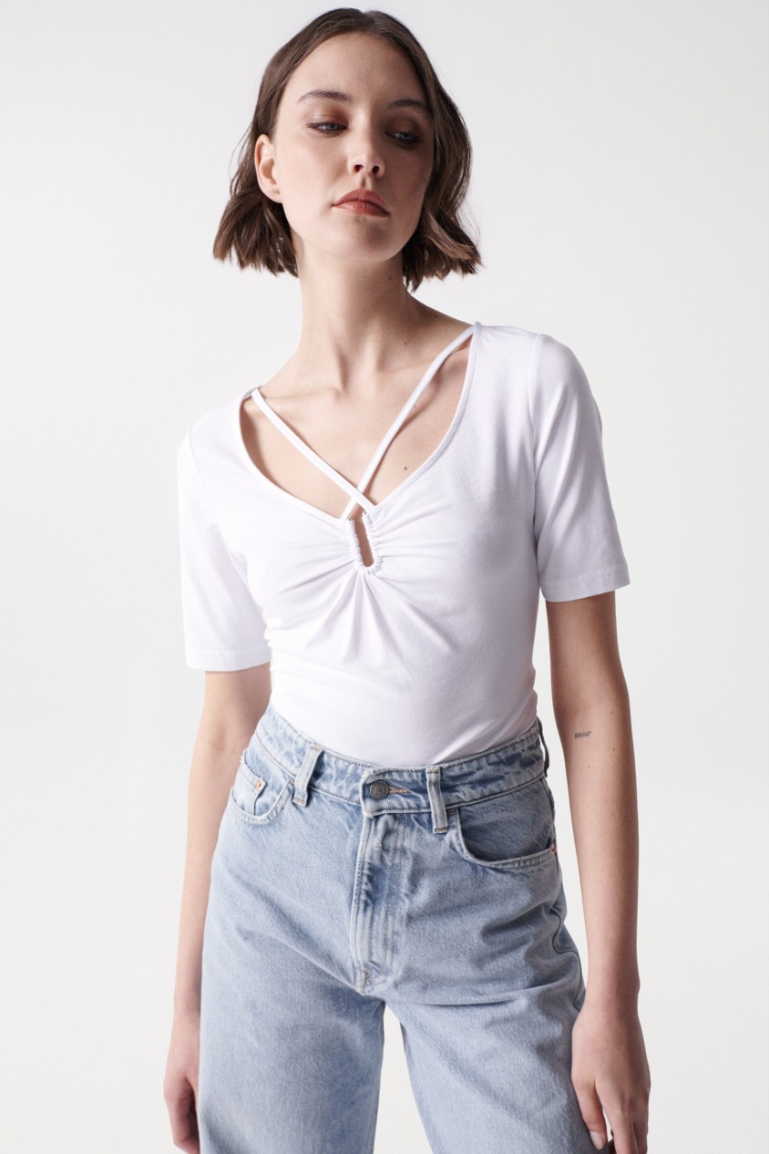 T-SHIRT WITH ASYMMETRICAL NECKLINE