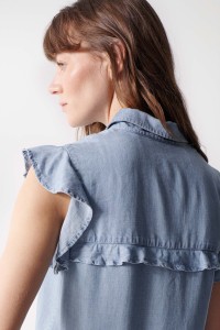 BLUSE AUS LIGHTDENIM, REGULAR-SCHNITT