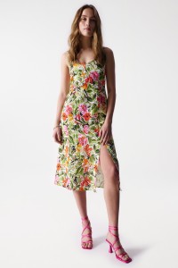 MIDI-KLEID MIT BLUMENMUSTER