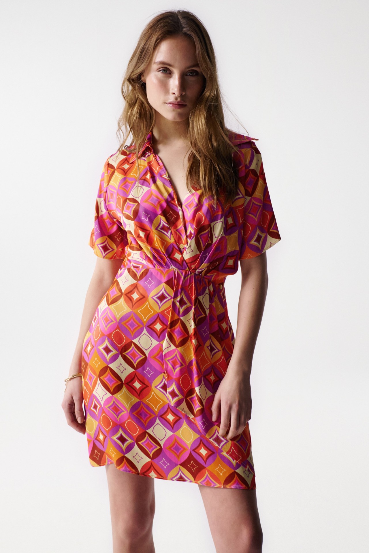 SATIN-FEEL PRINT DRESS