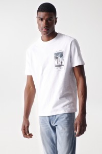 WHITE T-SHIRT WITH PRINT DESIGN