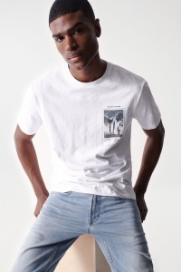 WHITE T-SHIRT WITH PRINT DESIGN