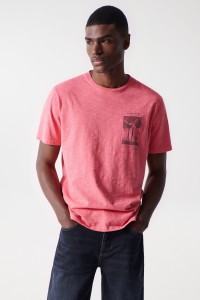 PINK T-SHIRT WITH PRINT DESIGN