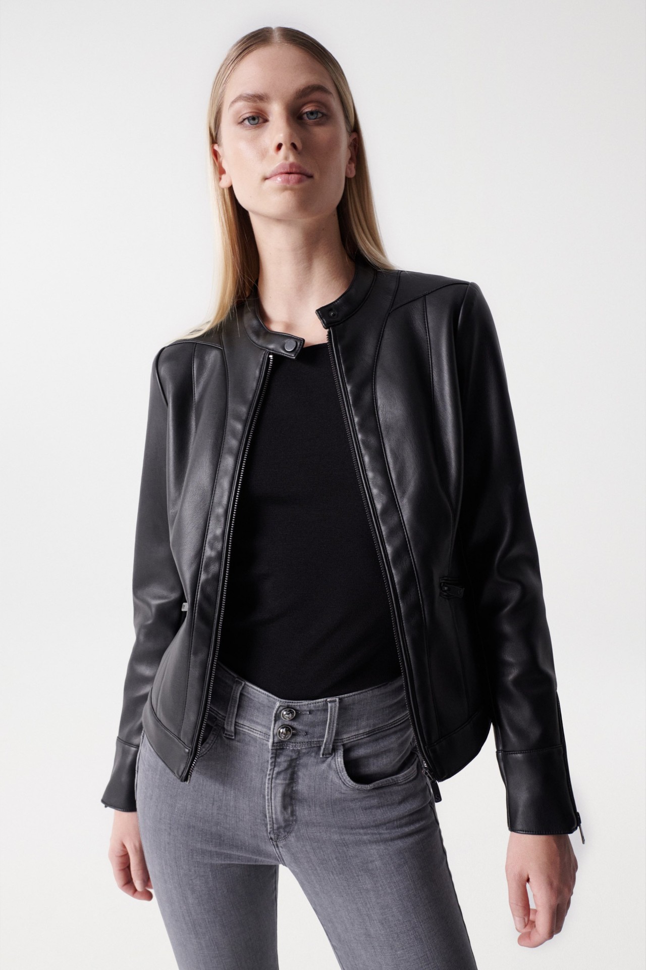 BLOUSON IN LEDEROPTIK, SLIM