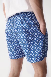 SWIMMING SHORTS WITH PRINT DESIGN AND DRAWSTRING