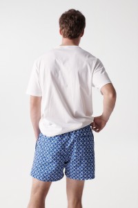 SWIMMING SHORTS WITH PRINT DESIGN AND DRAWSTRING