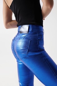 DESTINY PUSH UP TROUSERS WITH BLUE COATING MADALENA ABECASIS