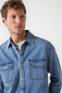 REGULAR FIT DENIM OVERSHIRT