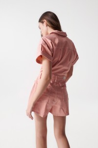 COMBINAISON SHORT EN DENIM ROSE