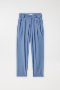 CROPPED SLIM BAGGY LIGHTDENIM TROUSERS