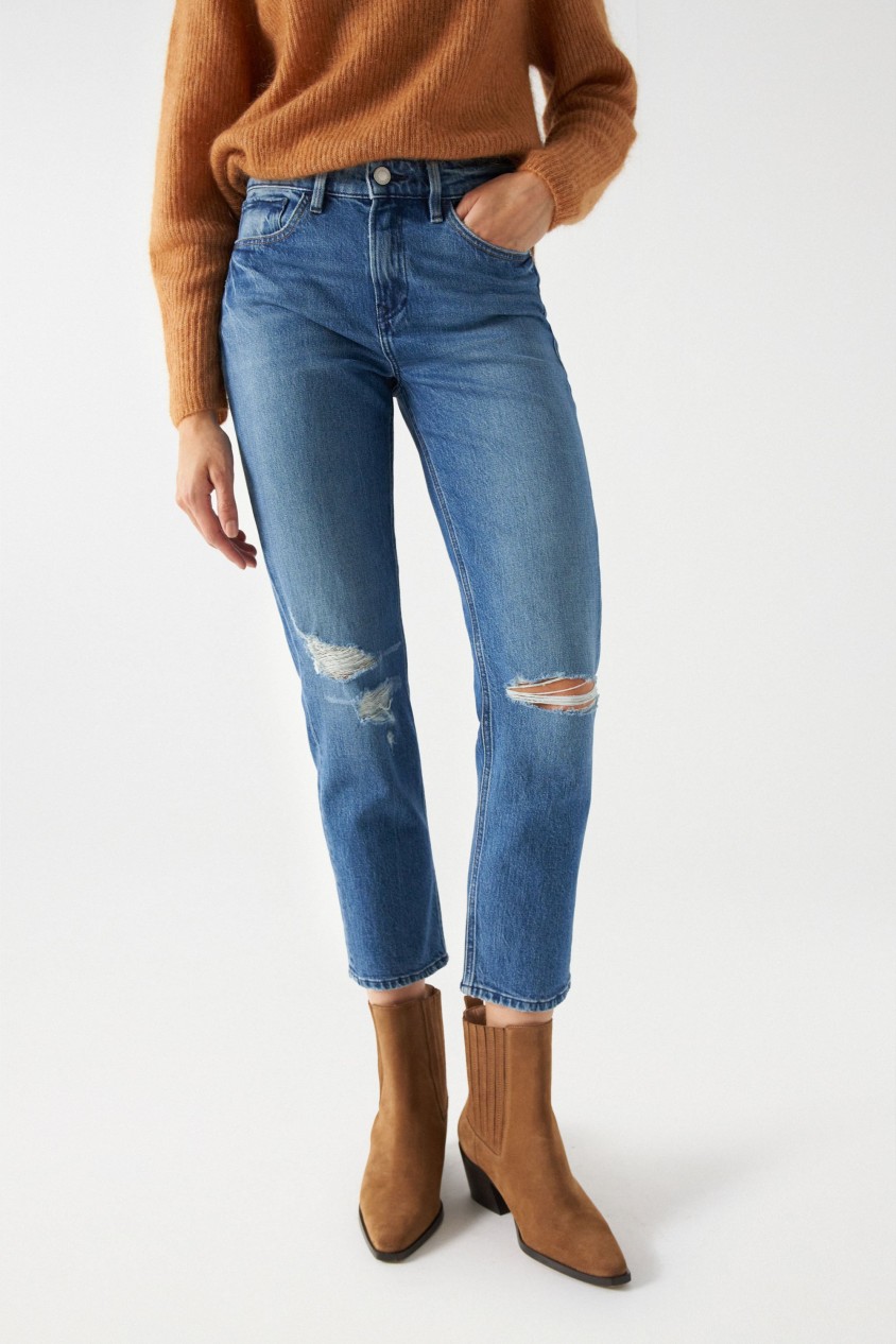 TRUE-JEANS MIT RISSEN