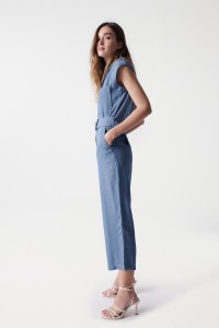 LIGHTDENIM JUMPSUIT WITH BELT