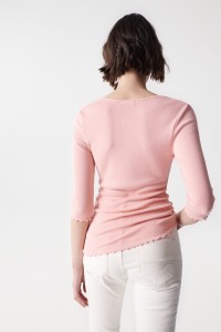 RIBBED KNIT TOP WITH LACE